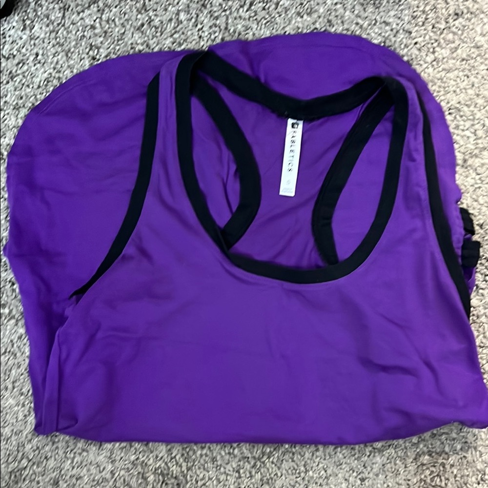 Fabletics | Purple racerback Tank Top with Black Trim Long